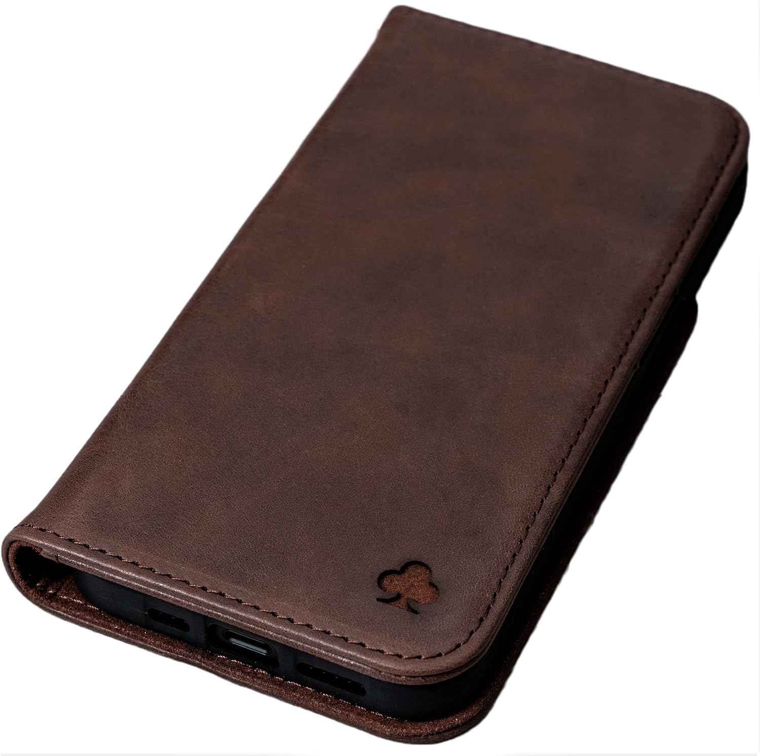 Porter Riley – Funda de cuero para iPhone 13 Pro Max (6.7 pulgadas). Funda de piel auténtica con soporte, carterabilletera con ranuras para