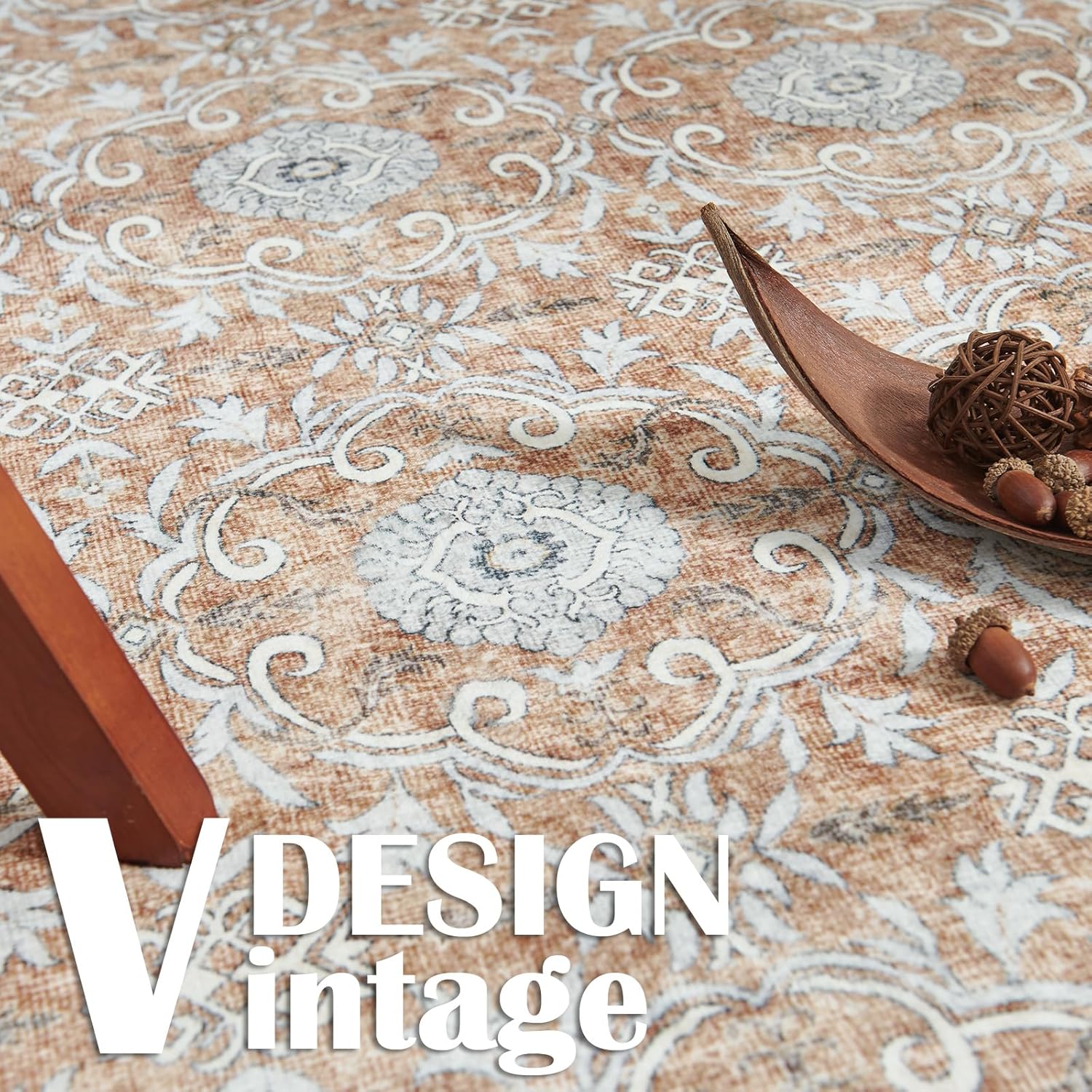 jinchan Alfombra lavable de 3 x 5 para entrada, de pelo bajo, bohemio, con estampado floral, suave, resistente a las manchas, antideslizante,