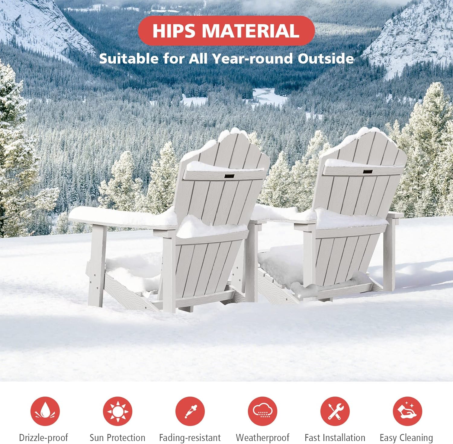 Tangkula Silla Adirondack de gran tamaño, sillas de patio con soporte ajustable para tazas, sillones con caderas y listones, resistente a la