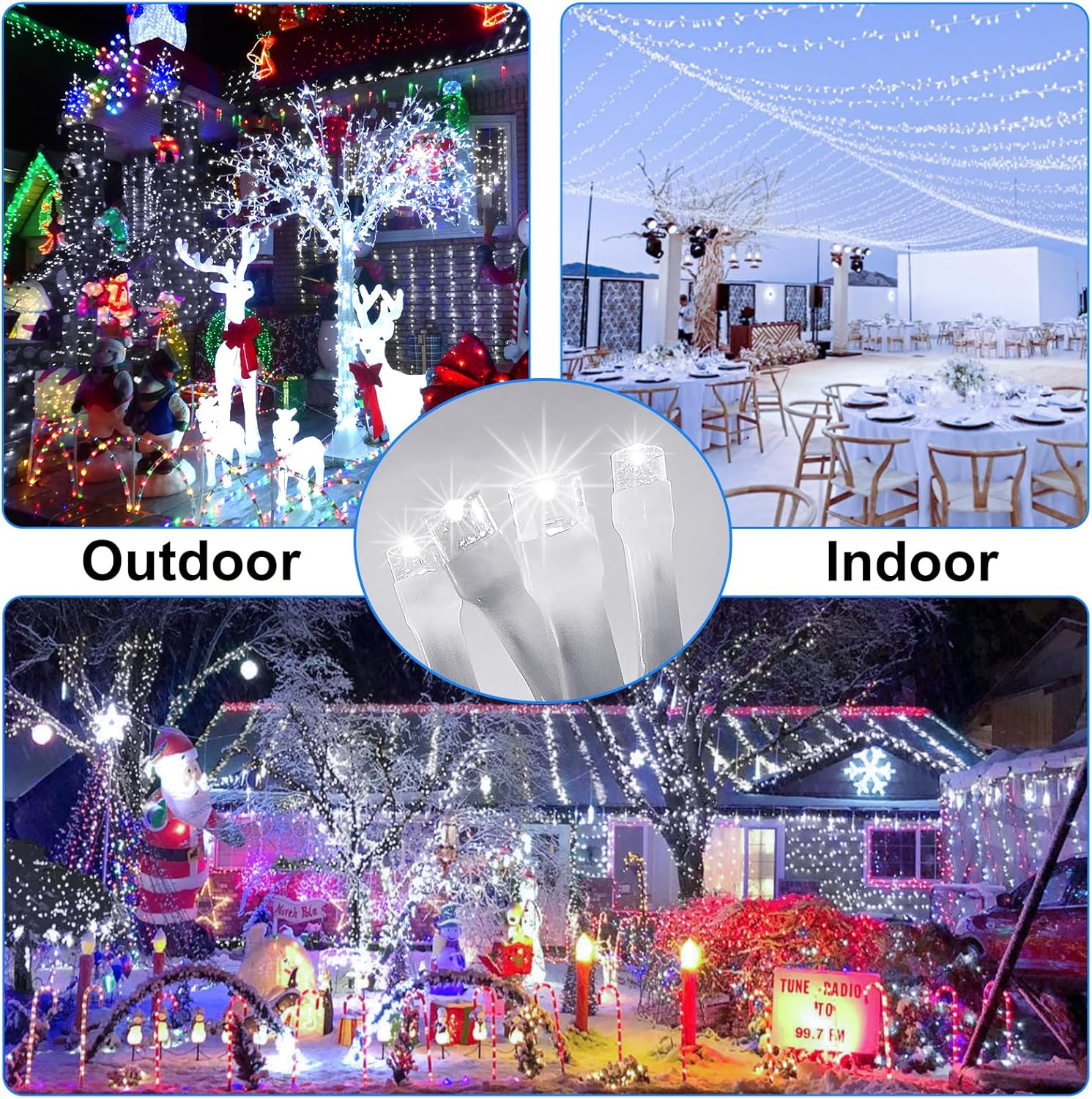 FLVOECN 1200 luces LED de Navidad de 392 pies, decoración al aire libre, 8 modos y temporizador de memoria, luces de Navidad con enchufe remoto,