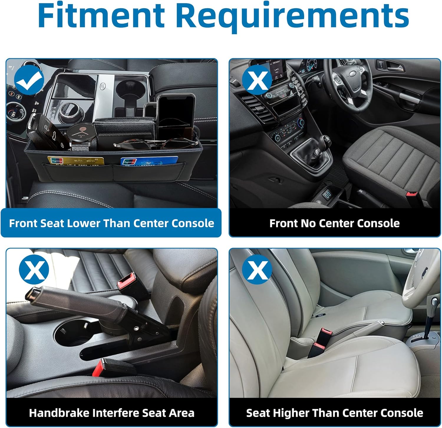 MISSEIAR Relleno de espacio para asiento de automóvil, 2 paquetes de cuero de alta calidad, organizador de espacio para asiento de automóvil, caja