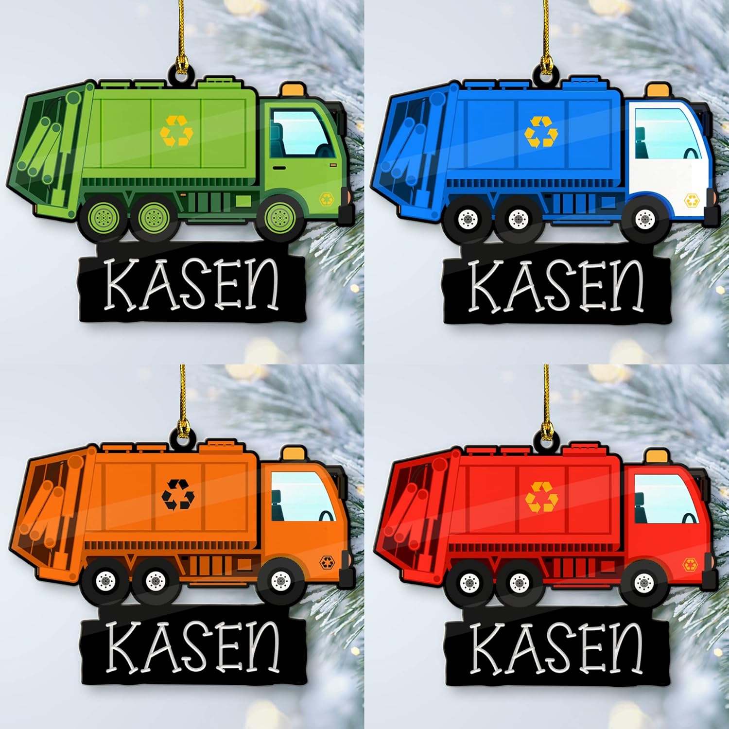 Adorno de Navidad personalizado para camión de basura, adorno de camión de basura, adorno de basurero, regalo de recolector de basura, adorno de