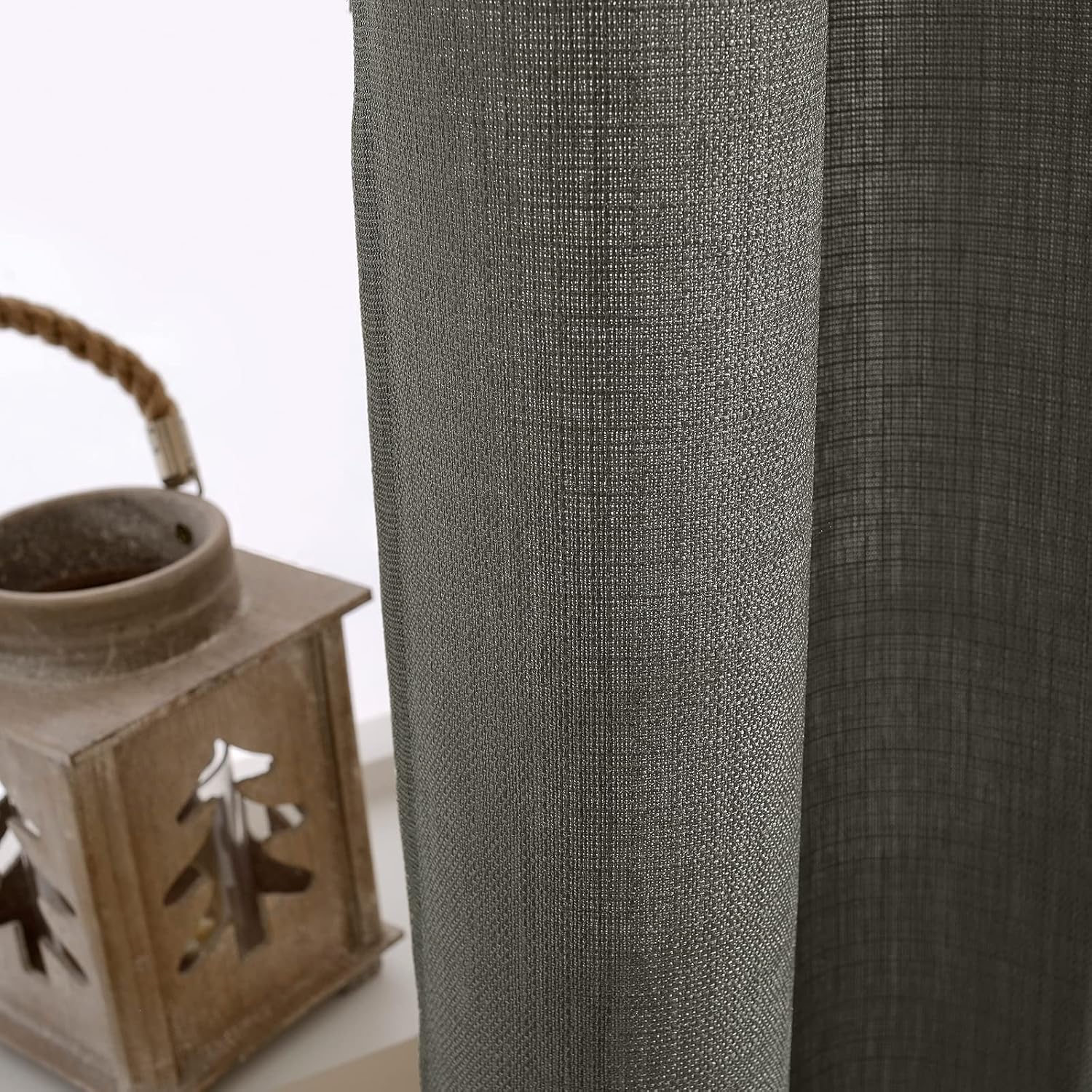 Vangao Cortinas grises de cocina de 36 pulgadas de largo, cortinas de café texturizadas, cortinas semitransparentes para baño, dormitorio, cortinas