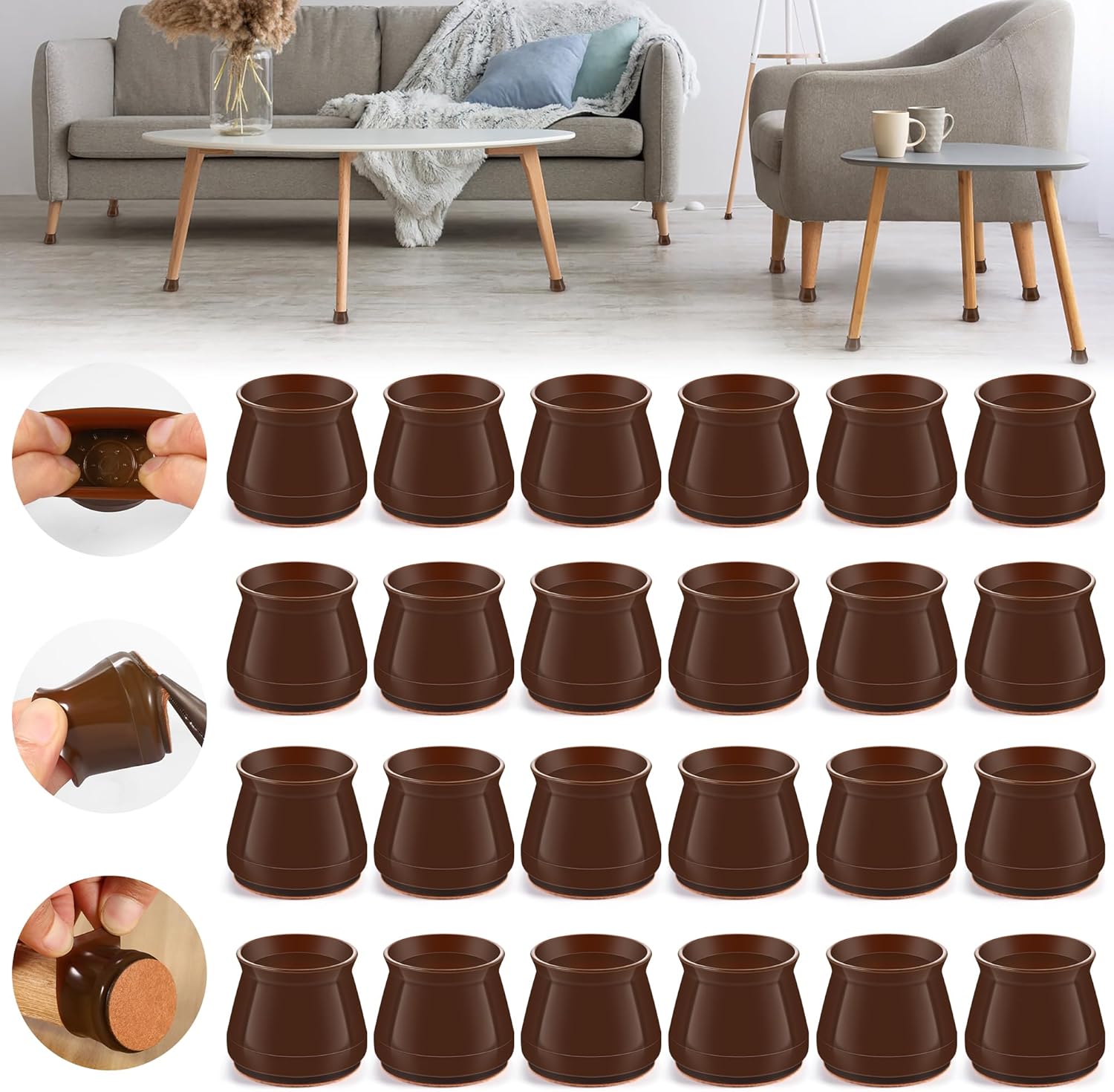 24 protectores de suelo de silicona mejorados para patas de silla para suelos de madera dura, deslizadores de muebles para patas de silla,