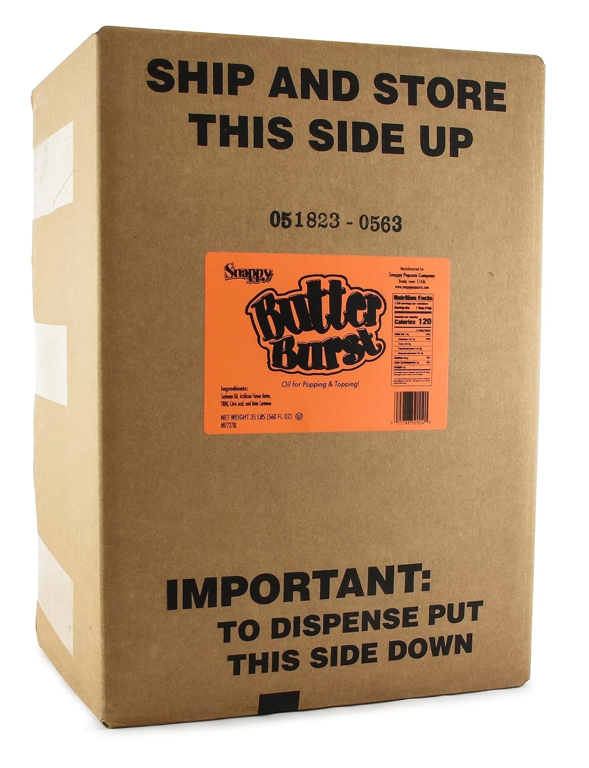 Snappy Aceite de palomitas de maíz Butter Burst, Bag-N-Box, 35 libras