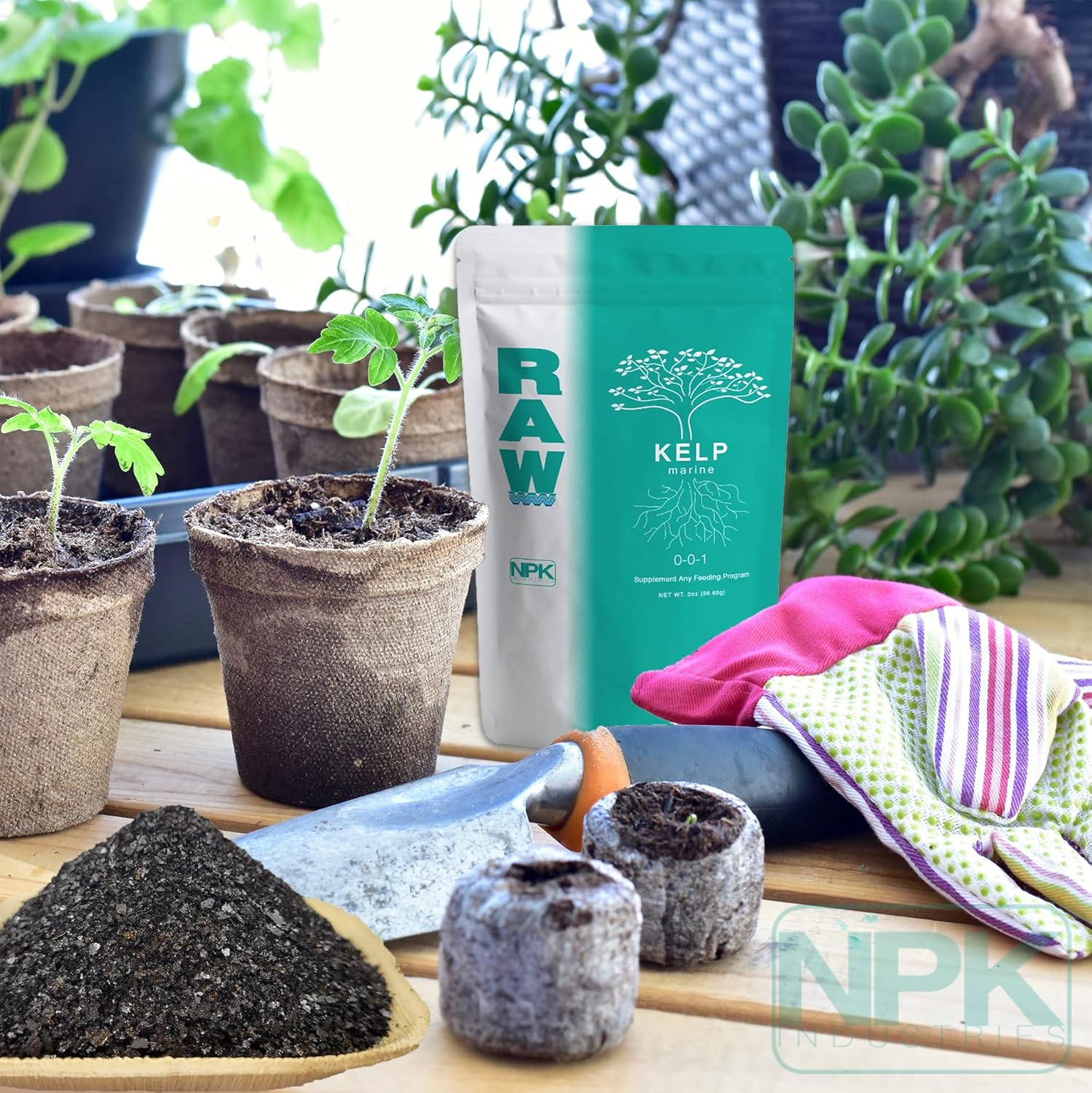 RAW Kelp 8oz  Bioestimulante que es rico en hormonas vegetales orgánicas para un mayor crecimiento, uso hidropónico en interiores, exteriores