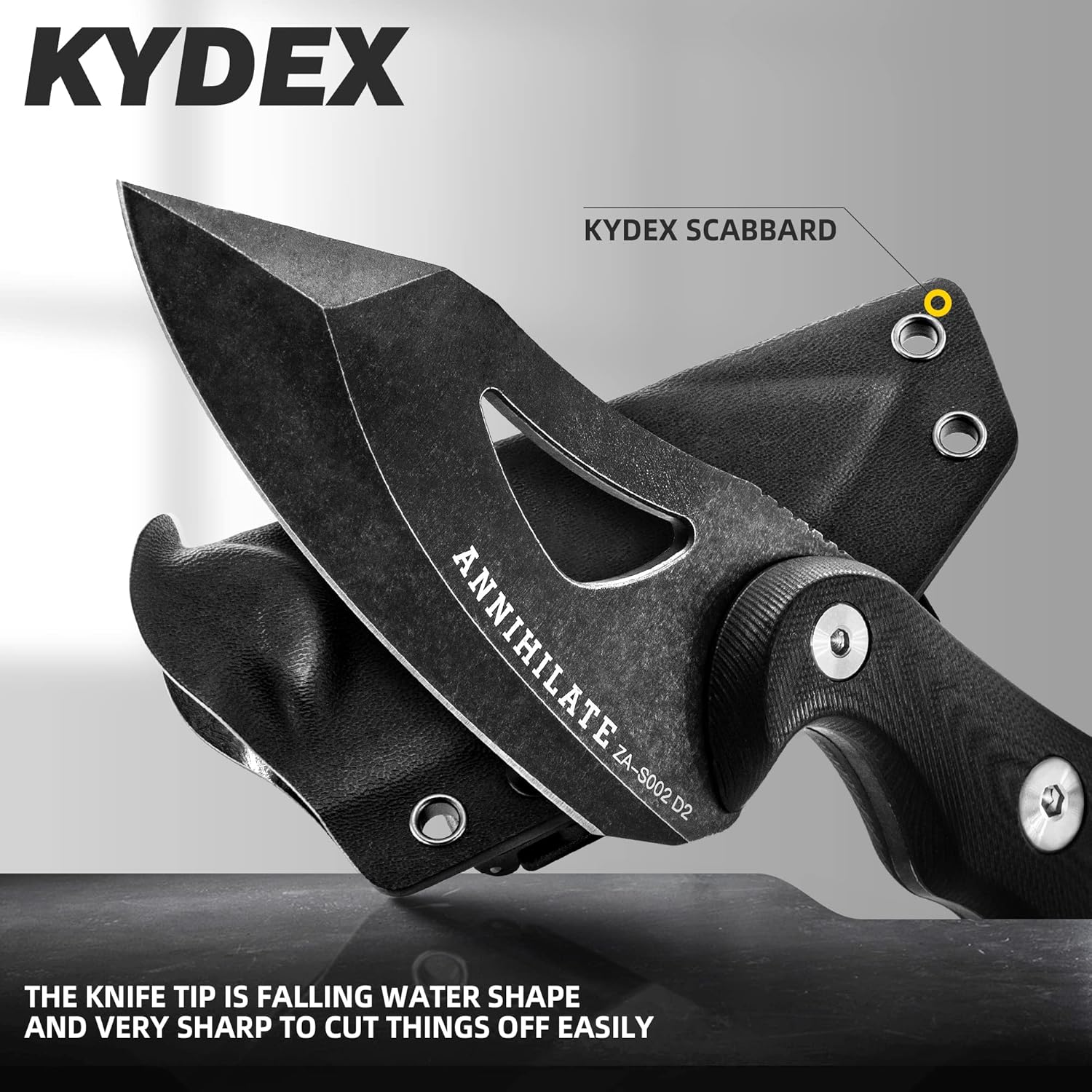 ZUNE LOTOO Cuchillo táctico de hoja fija para hombres de grado militar, 8.27 pulgadas, cuchillo de caza táctico de supervivencia recto de acero D2
