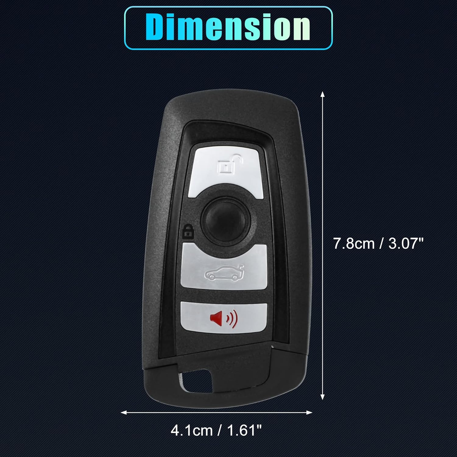 X AUTOHAUX Funda de repuesto para llavero de entrada sin llave de 4 botones para BMW 1 2 3 4 5 6 7 Series X3 M2 F Series 235ix 320 E90 E92 E93 X5