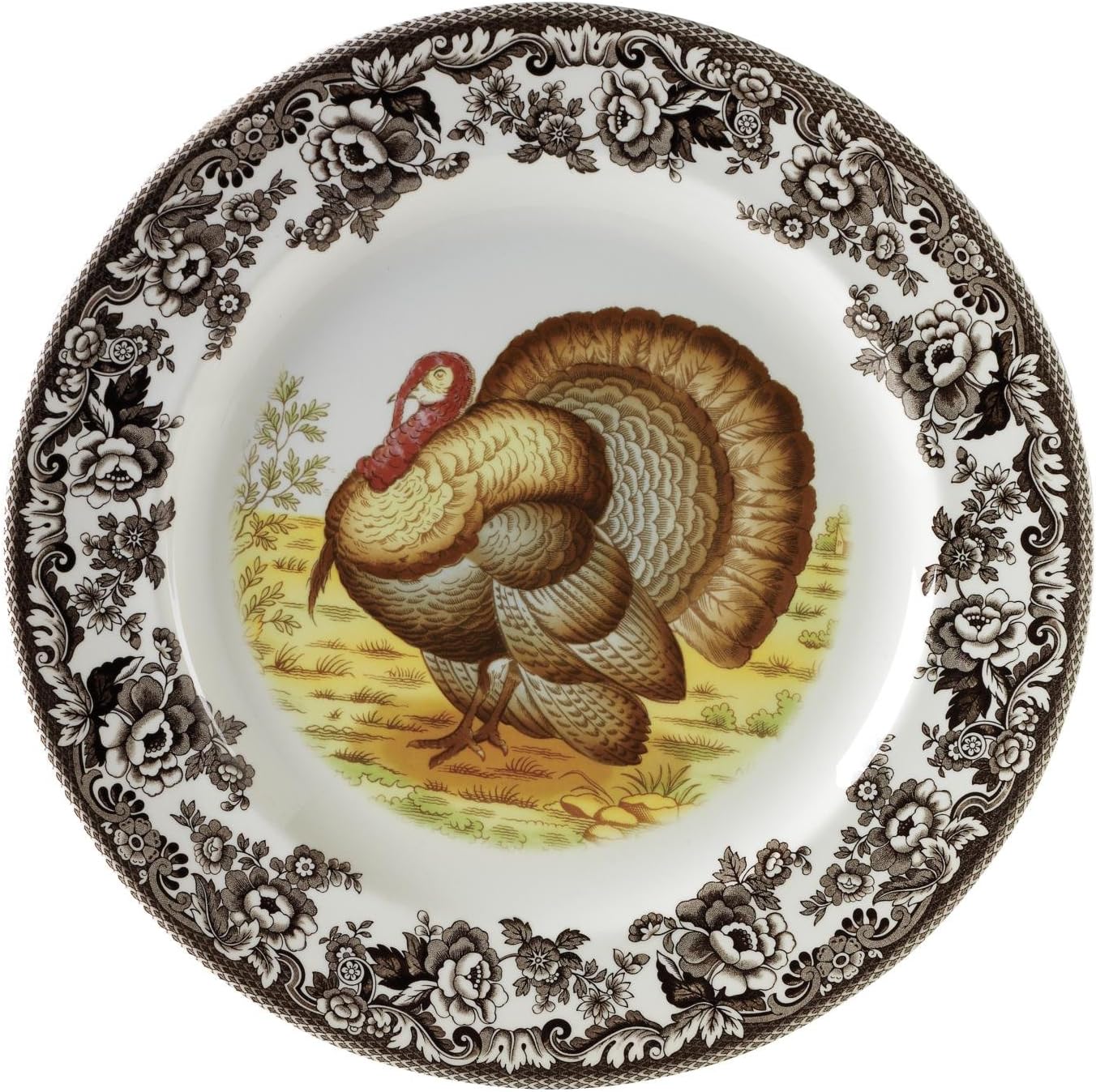 Spode – Plato para ensalada decorado con escena de la naturaleza de EE. UU.
