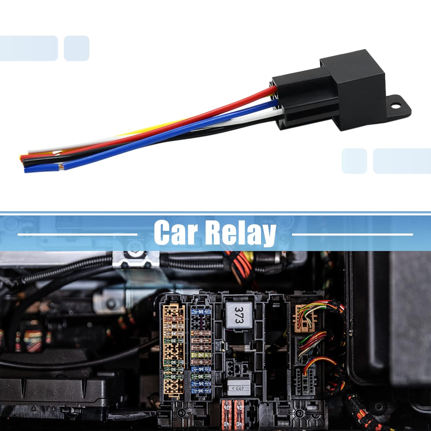 uxcell JD-1914 5 Pin DC 12V 40A Universal Vehículo Vehículo Motor Fusible Relé Interruptor Poder con Arnés