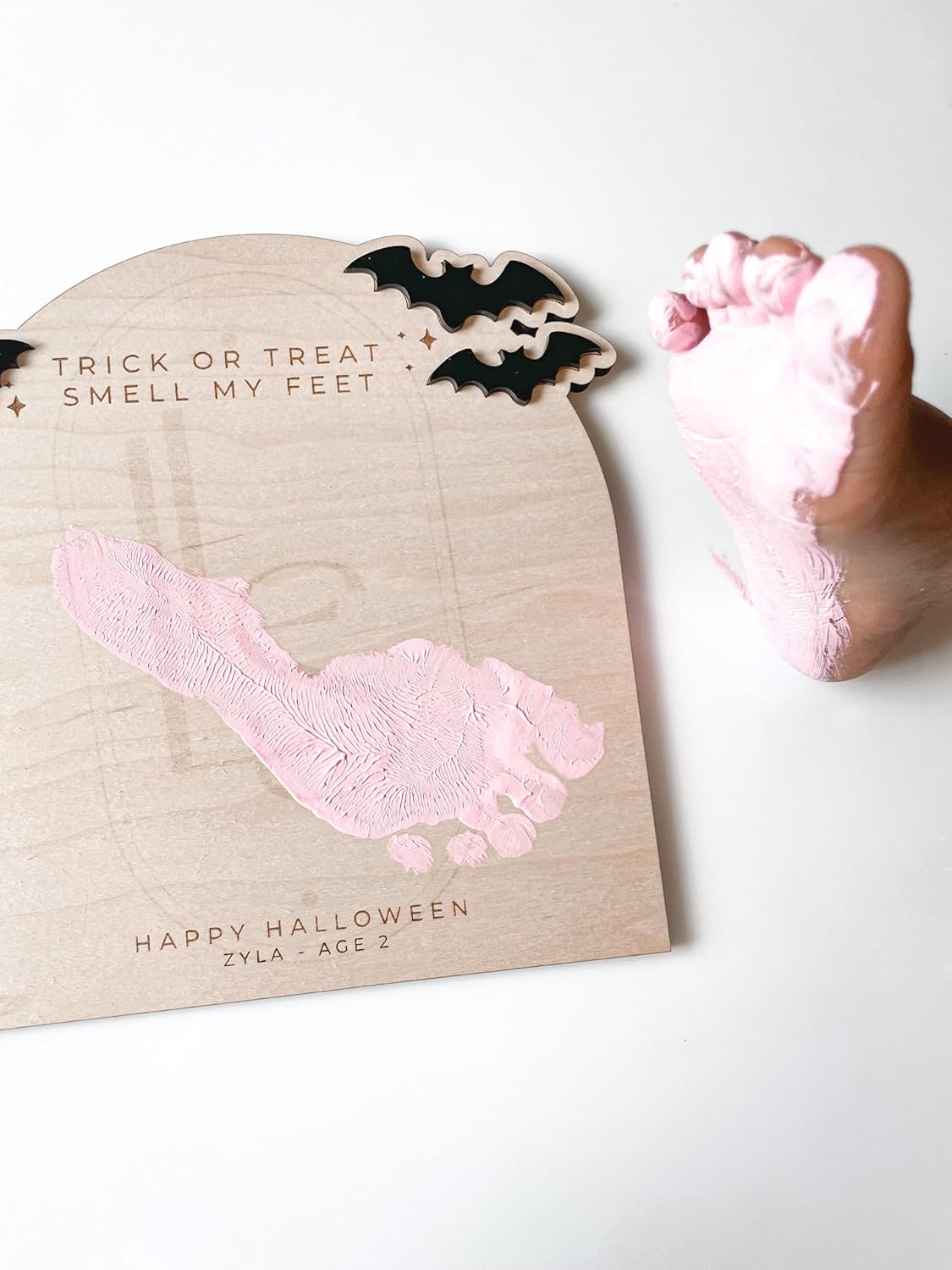 Arte de huella de Halloween personalizado, primer recuerdo de Halloween del bebé, regalo para mamá, manualidades de Halloween para niños, letrero de