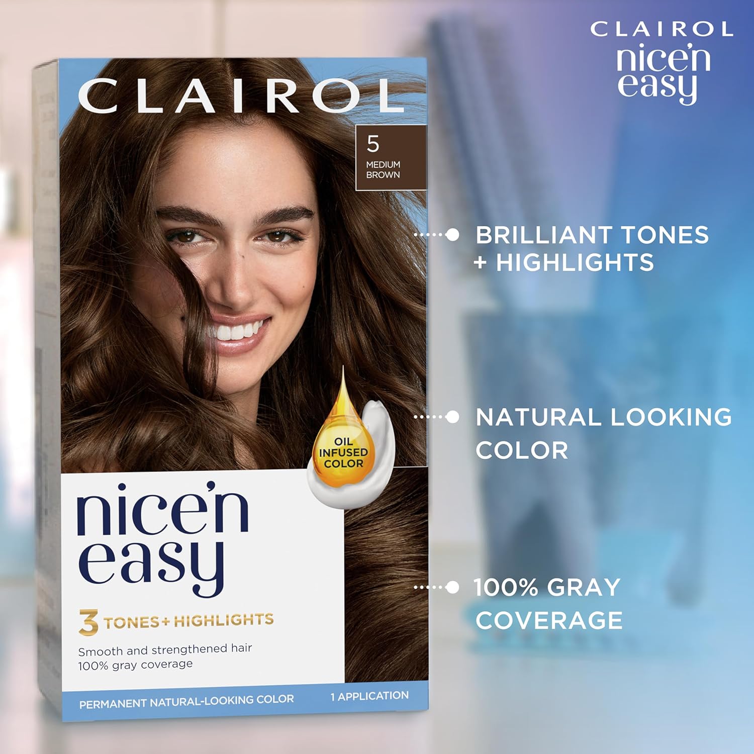 Clairol – Tinte permanente Nice’n Easy para el cabello, color castaño claro 6.5, paquete de 3 unidades