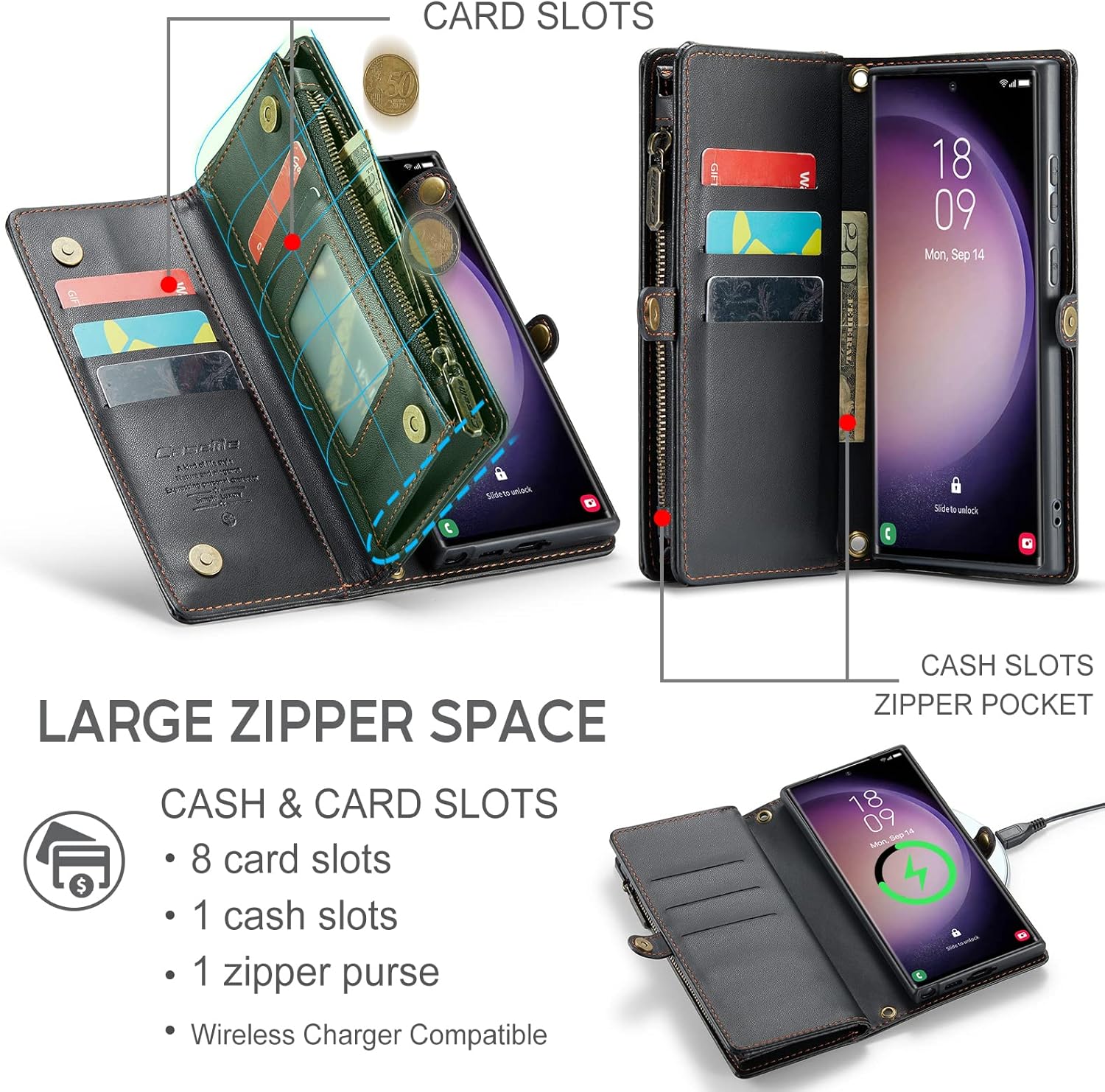 ASAPDOS Oneplus Nord N200 5G – Funda tipo cartera, correa de piel sintética retro con cierre magnético, bloqueo RFID, tarjetero y soporte para