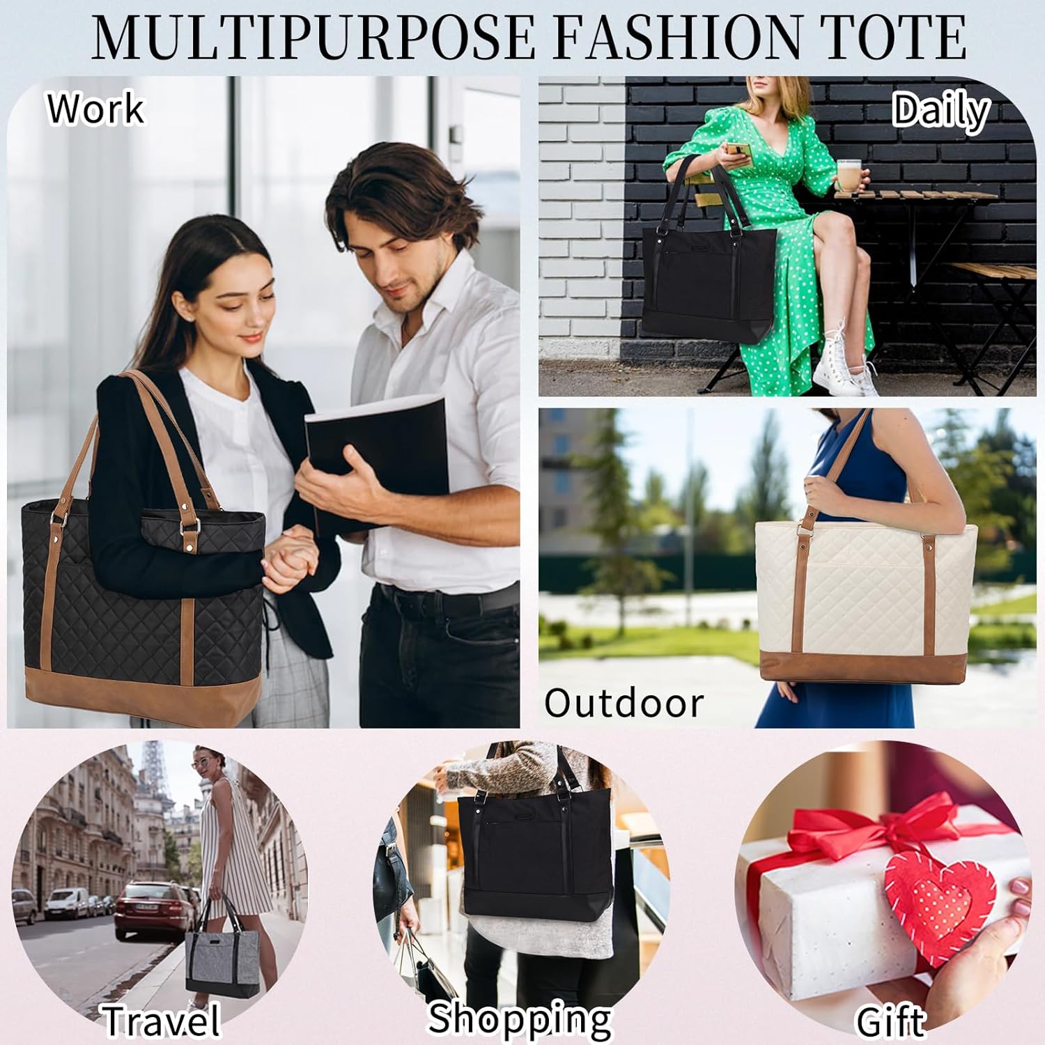 VONXURY – Bolsa de mano para laptop para mujer, bolsa de hombro para computadora de 15.6 pulgadas, bolsa de trabajo para profesores, bolsa de viaje