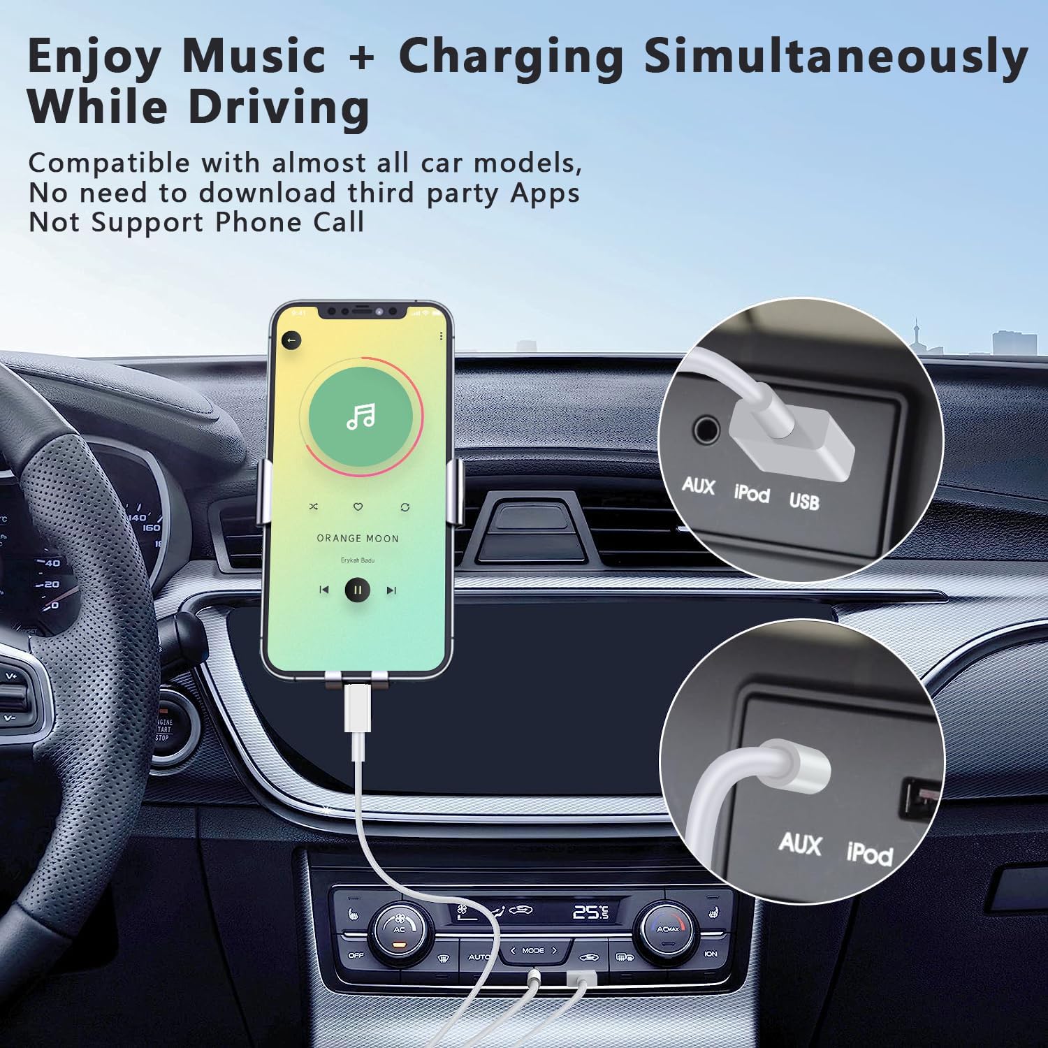 Cable auxiliar USB C a 0.138 in con cargador, 2 en 1 USB C a 0.138 in para auriculares estéreo de automóvil con carga PD de 18 W compatible con