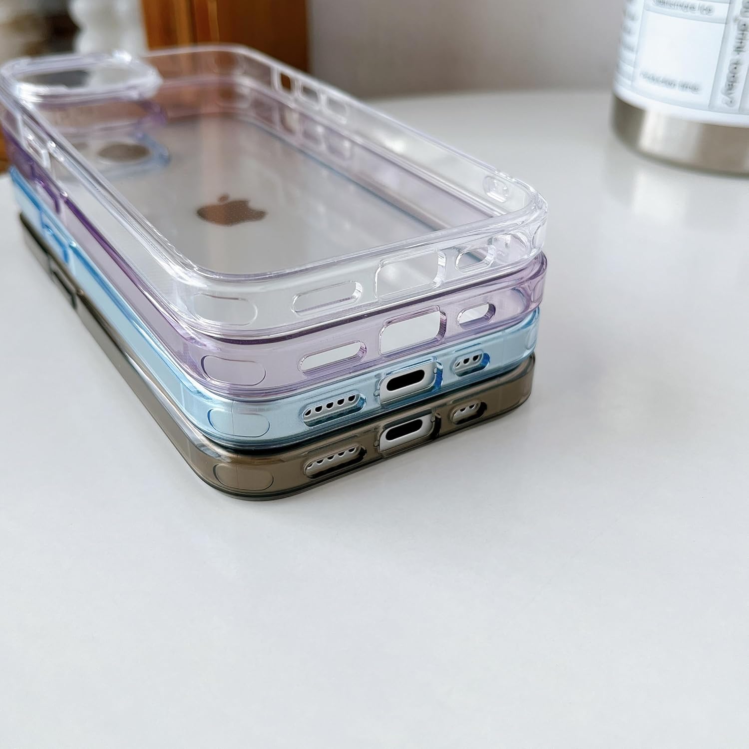 ZTOFERA Para iPhone 15 Funda Protectora Transparente Silicona Suave TPU Bumper Transparente Hard PC Back Para Mujeres Hombres A Prueba De Golpes