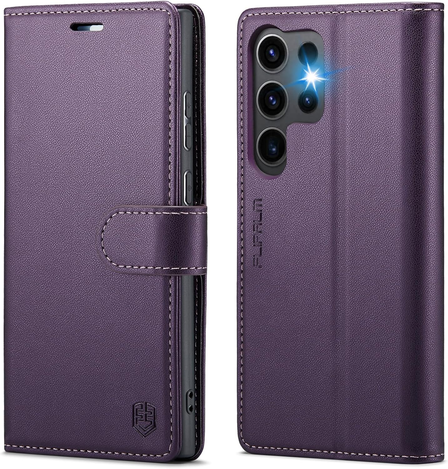 FLIPALM Funda tipo cartera para Samsung Galaxy S23 Ultra con bloqueo RFID, soporte para tarjeta de crédito, de piel sintética, función atril, funda