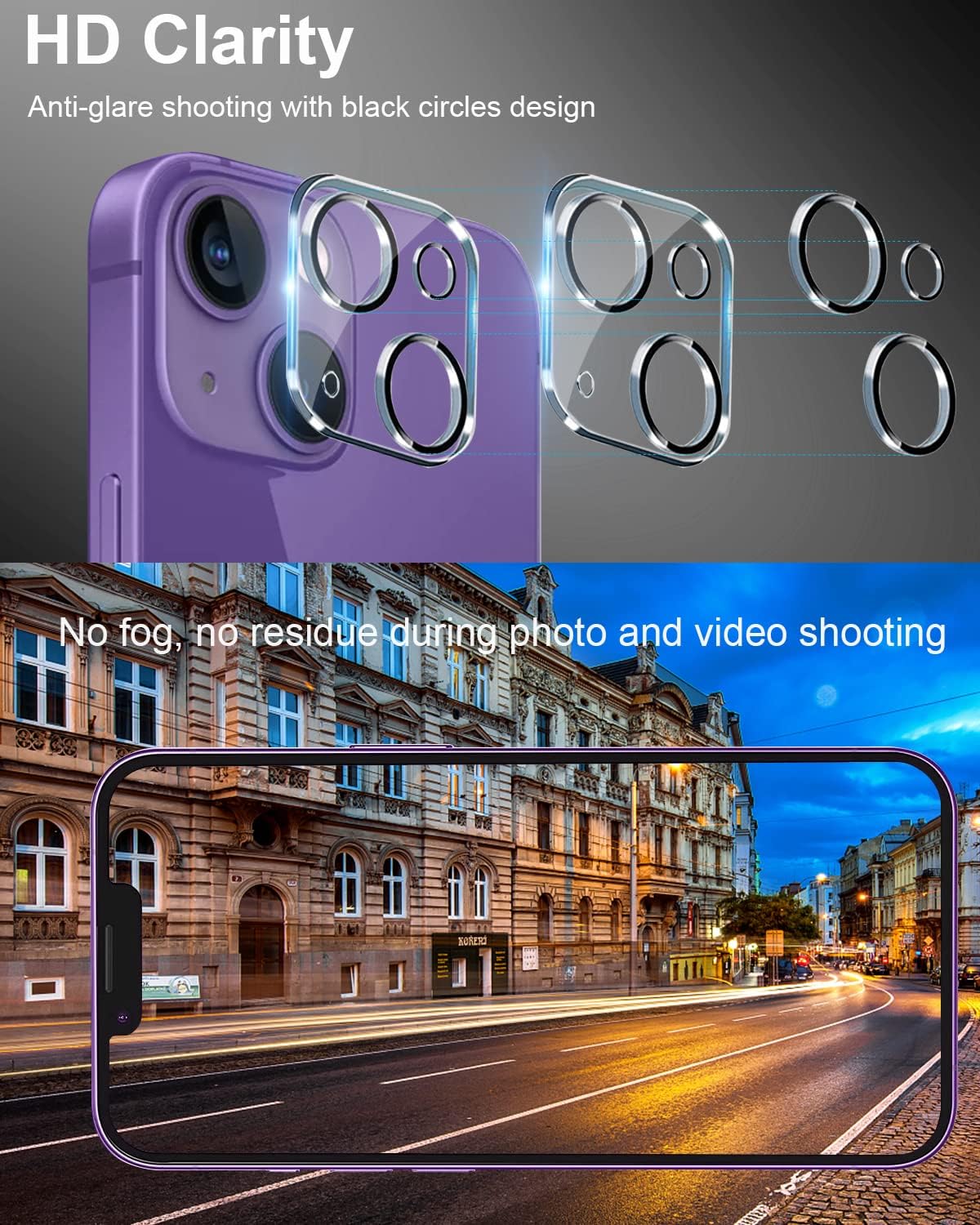Paquete de 3 protectores de lente de cámara compatibles con iPhone 14 Plus y iPhone 14, vidrio templado 9H, antiarañazos, Ultra HD, fundas de cámara