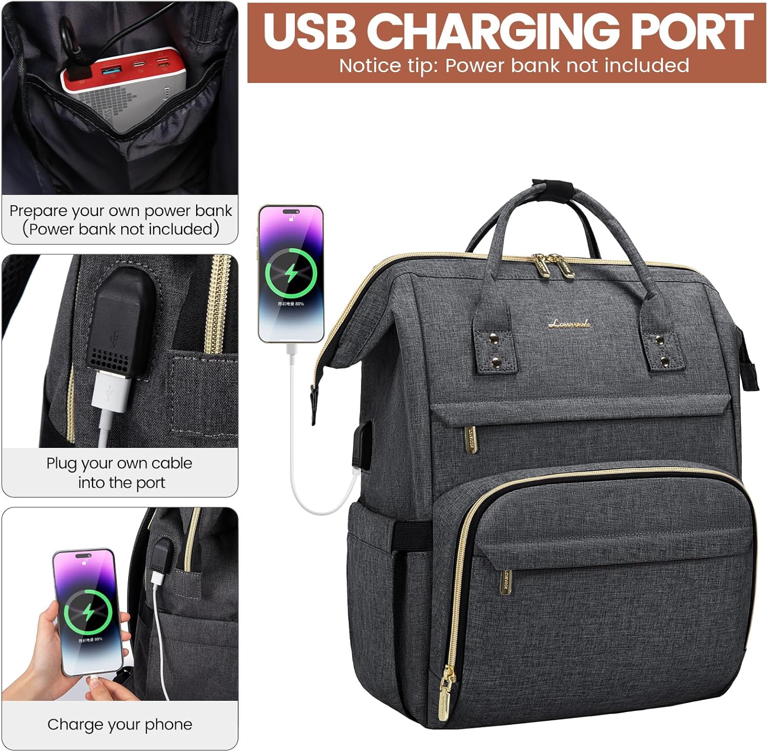 LOVEVOOK Mochila para laptop para mujer, mochila profesional de 17 pulgadas para mujer, mochila de viaje para computadora, laptop, mochila para
