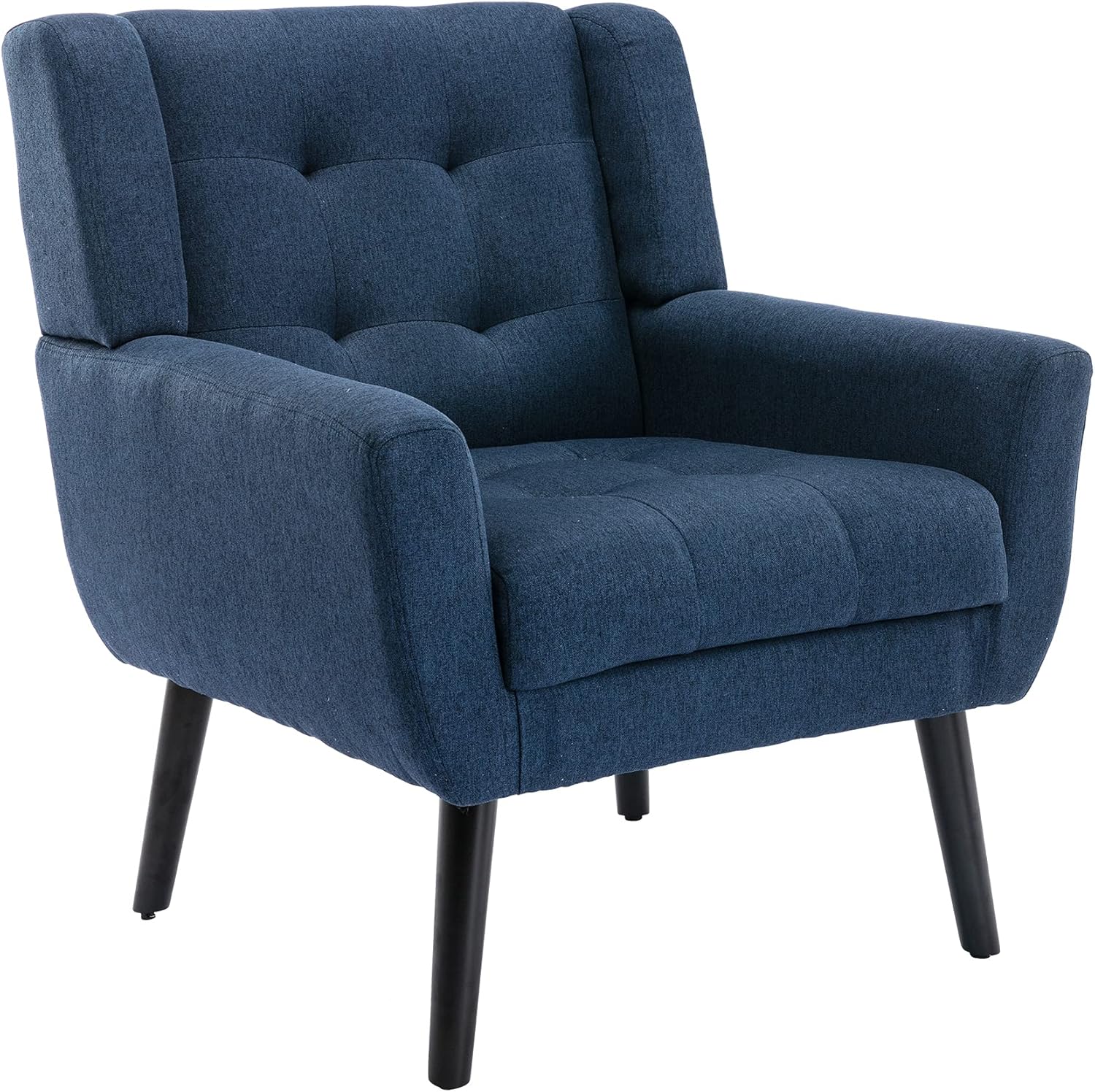 Dolonm Midcentury – Silla decorativa moderna con brazos, silla auxiliar de lectura de tela tapizada con respaldo copetudo, silla decorativa con