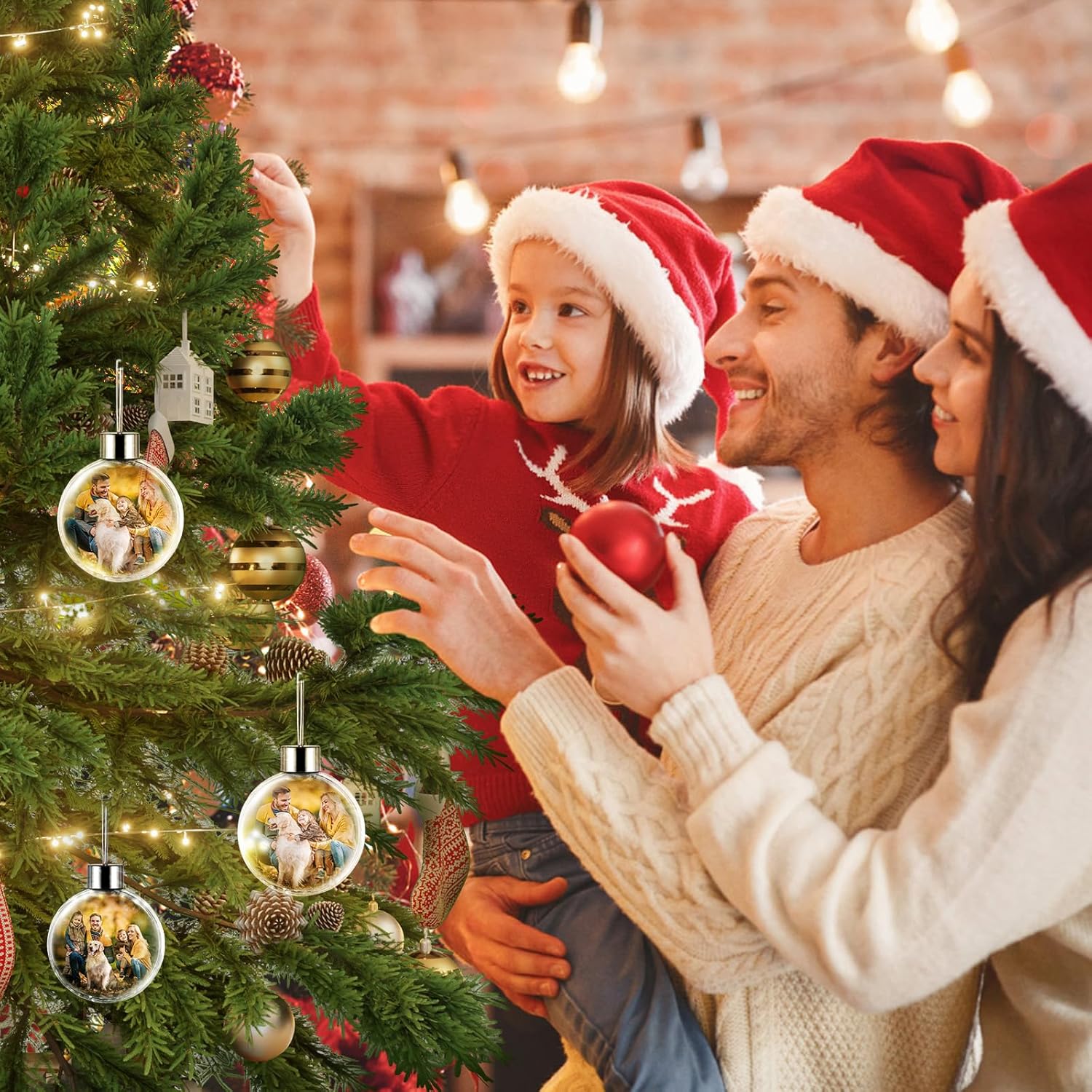Adornos de bola de Navidad con foto personalizada, adornos de bola personalizados para árbol de Navidad, bola colgante, árbol de Navidad, fiesta en