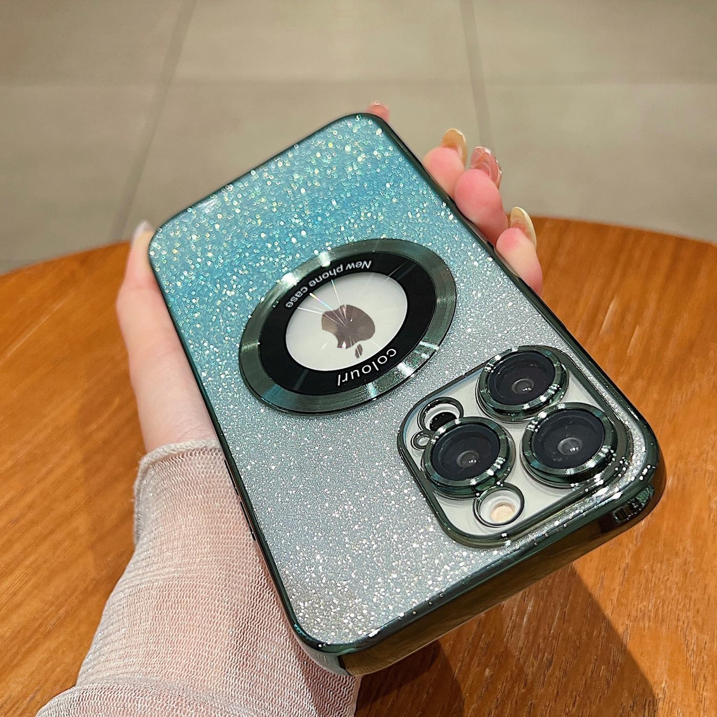 ZXDK Funda magnética con purpurina para iPhone 13 Pro Max, compatible con MagSafe con protector de cámara, funda suave y brillante de lujo, bonita y