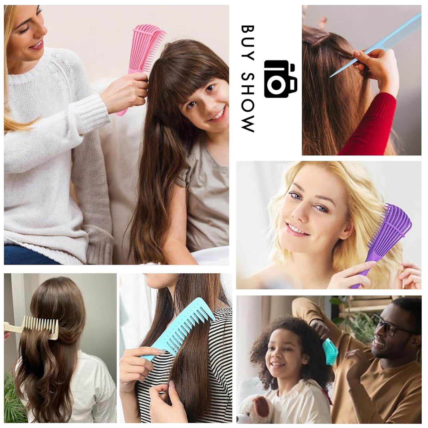 Tinashe Juego de cepillos desenredantes para cabello rizado, cepillo desenredante con cepillo de dientes anchos, peine de cola de rata para separar,