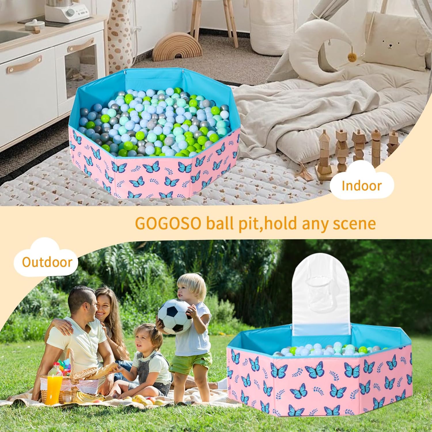 Piscina hexagonal para niños, perros y gatos  Piscina para bebés y piscina plegable para niños pequeños  Construcción robusta divertida área de