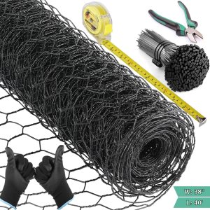 XR MARKET Cercas de alambre de pollo de 38 pulgadas x 40 pies, alambre de pollo galvanizado con doble revestimiento de PVC, malla de alambre de XR MARKET Cercas de alambre de pollo de 38 pulgadas x 40 pies, alambre de pollo galvanizado con doble revestimiento de PVC, malla de alambre de