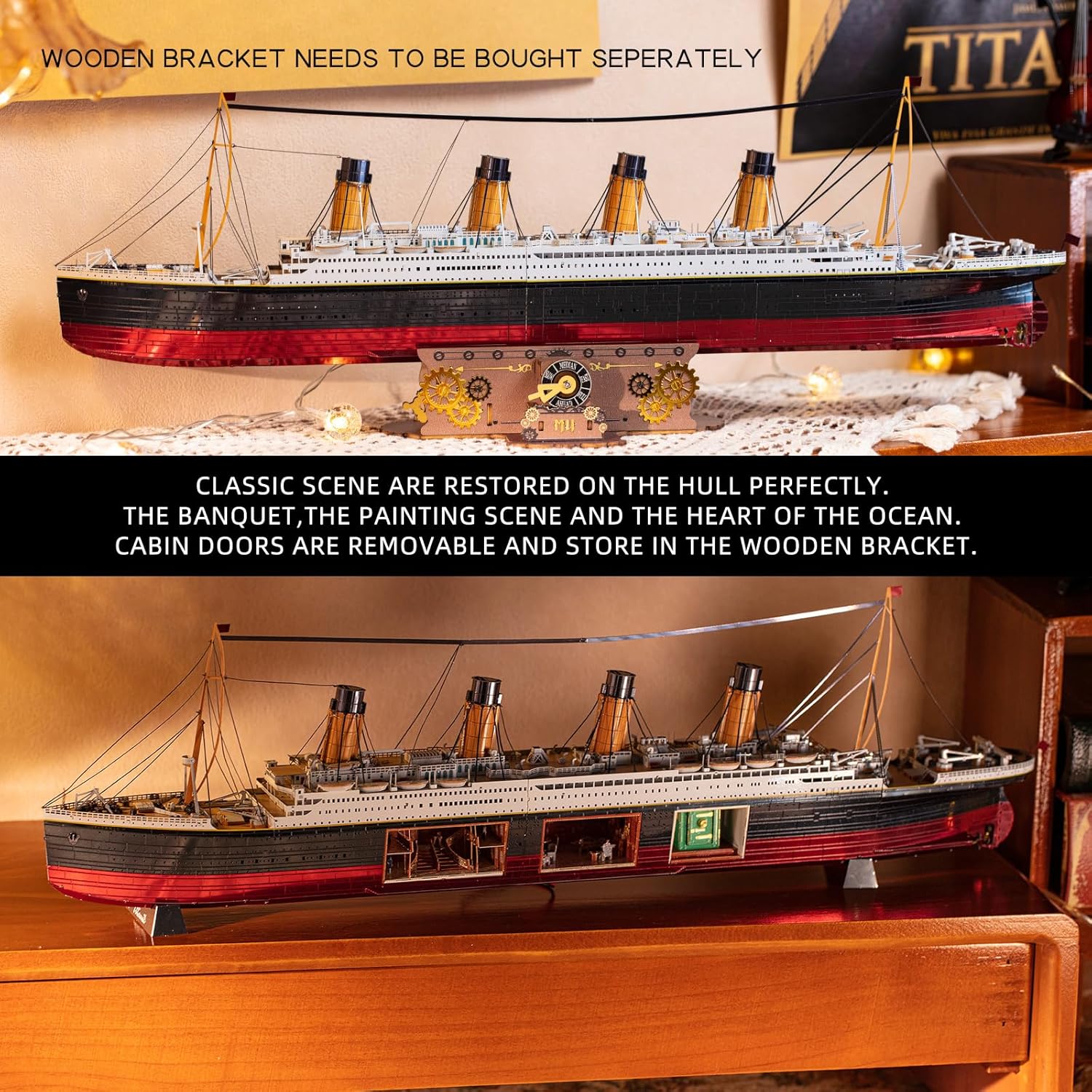 MU Rompecabezas de metal 3D para adultos, edificio de modelo de barco Titanic con iluminación LED, RMS Titanic Ocean Liner Kit de modelos de
