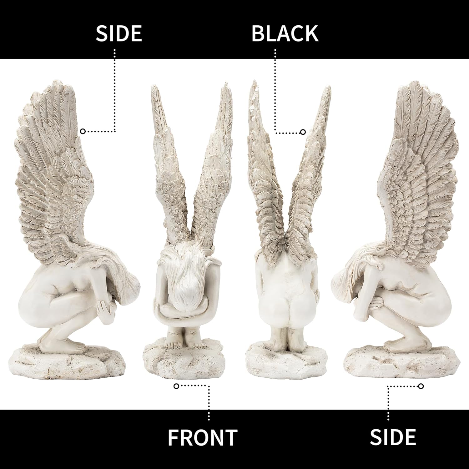 Le Penseur – Estatuas de ángel de redención pacífica para iglesia, patio, césped, jardín, patio, oración, adornos de hadas, estatuilla exterior,