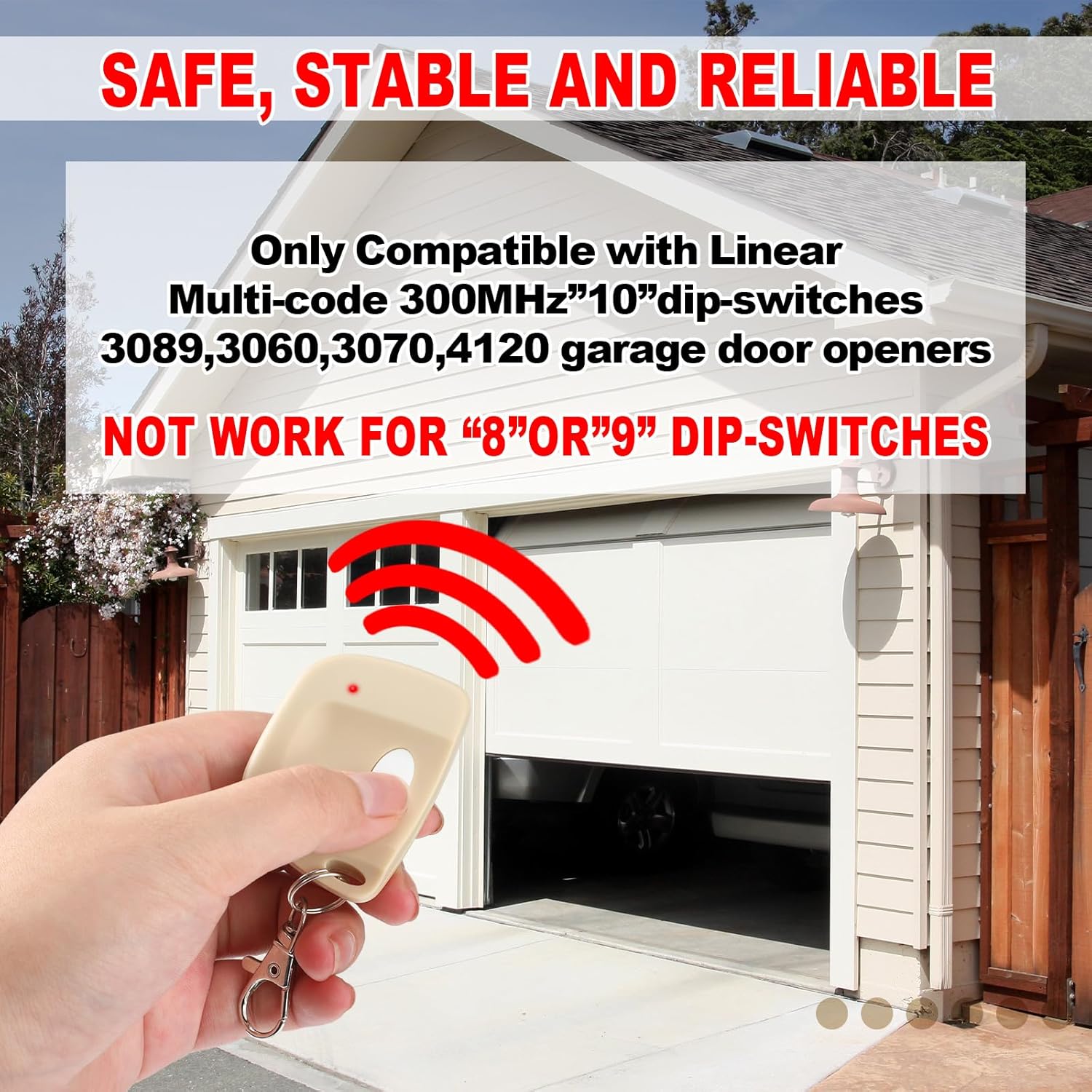 Kingdder 3 piezas de control remoto de puerta de garaje compatible con multicódigo 300 mhz 10 interruptor de inmersión 3089 3060 3070 abridor de