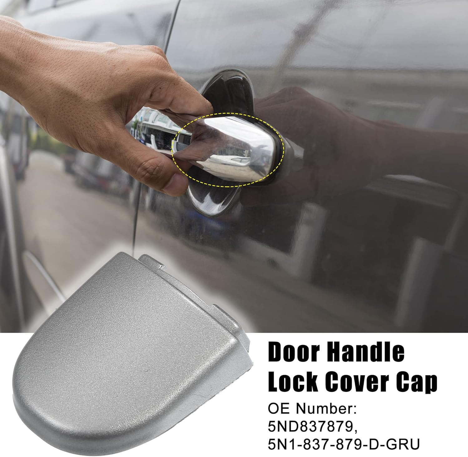 ACROPIX Tapa de repuesto para manija de puerta delantera izquierda derecha para Volkswagen Beetle, 1 unidad, tono plateado