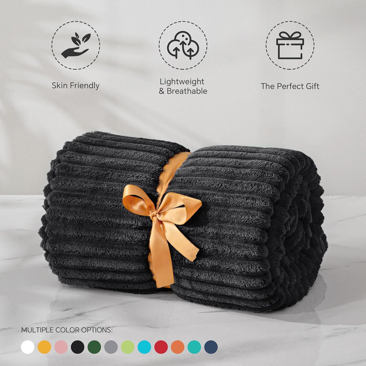 BEDELITE Manta de vellón tamaño individual  Manta decorativa de jacquard acanalado 3D, suave y cálida, acogedora, esponjosa, ligera de felpa para