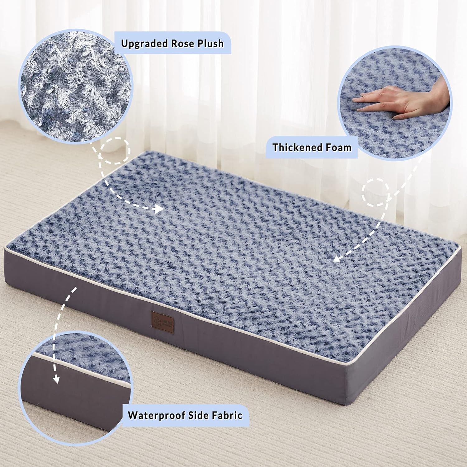 WESTERN HOME WH Cama ortopédica grande para perros medianos, grandes y extragrandes, alfombrilla de espuma para mascotas con funda extraíble de