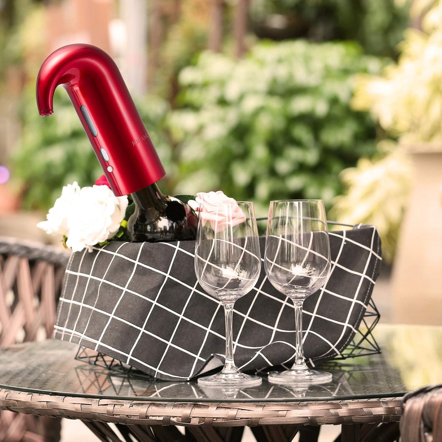 Aireador de vino eléctrico con funda rígida de EVA, decantador de vino portátil de un solo toque y dispensador de oxidante de vino bomba para vino