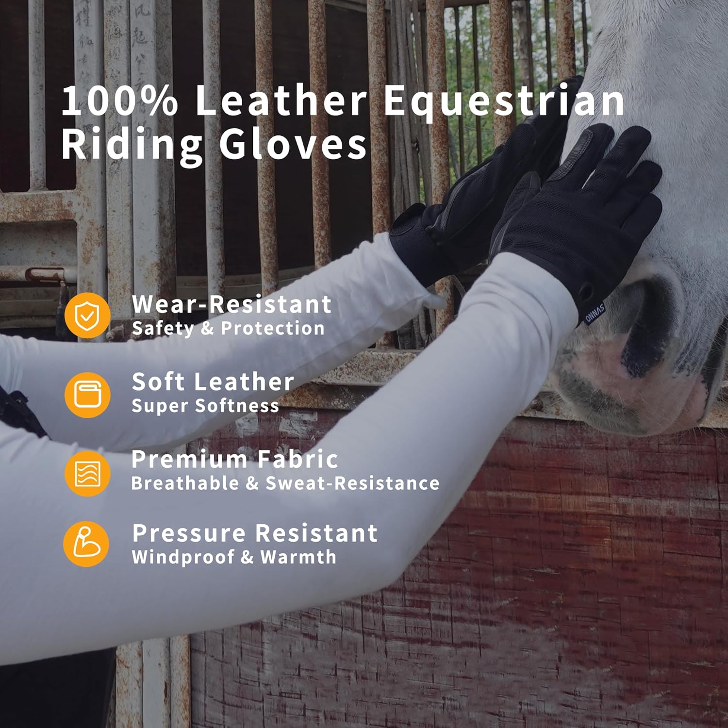 ONNAS Premium Goat Leather Equestrian Horse Riding Gloves Women for Outdoor, Touchscreen Professional GripPro Breathable Windproof for Girls Ladies