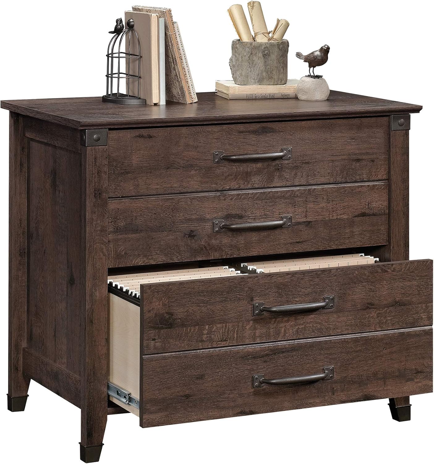 Sauder Carson Forge – Archivador lateral, acabado roble café