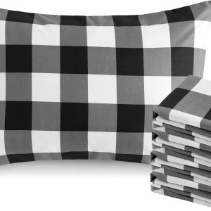 NTBAY Queen Buffalo – Juego de 4 fundas de almohada de microfibra cepillada de 1800 hilos, color blanco y negro, súper suaves y acogedoras con NTBAY Queen Buffalo – Juego de 4 fundas de almohada de microfibra cepillada de 1800 hilos, color blanco y negro, súper suaves y acogedoras con