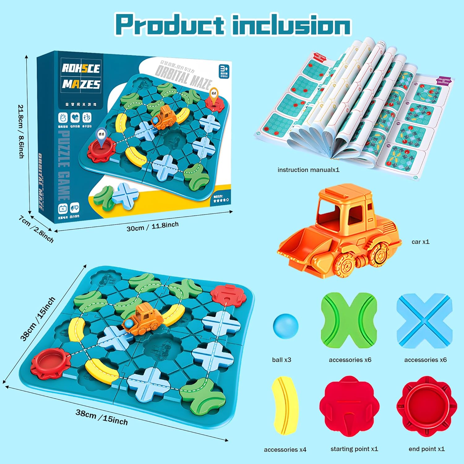 ROHSCE Juguetes STEM Juegos de mesa inteligente lógico constructor de caminos Brain Teasers Juego de rompecabezas, Montessori preescolar juguete de
