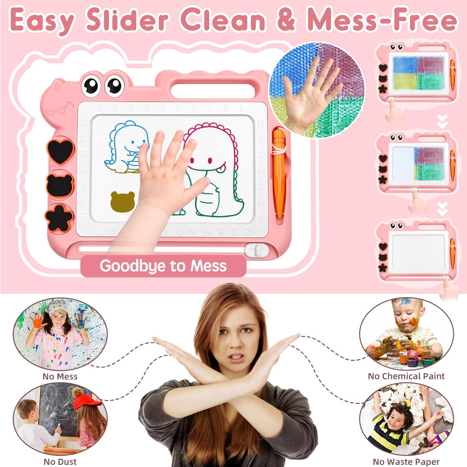AiTuiTui Tablero magnético de dibujo para niños pequeños, regalo para niñas de 2 a 3 años, bloc de dibujo para escribir y dibujar, juegos de viaje,