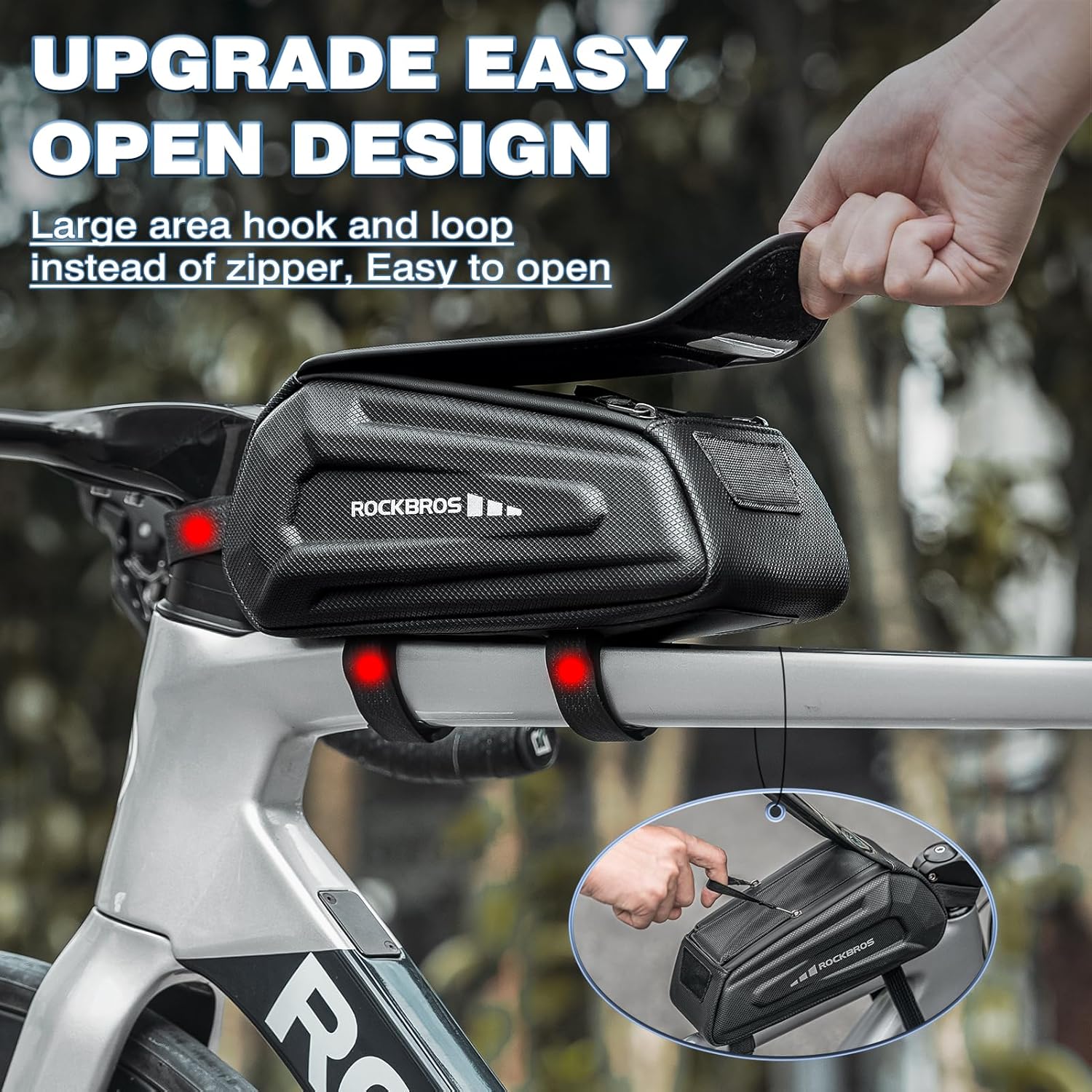 ROCKBROS Bolsa de bicicleta para teléfono, bolsa de accesorios de bicicleta, bolsa de EVA impermeable para teléfono para bicicleta, tubo superior,