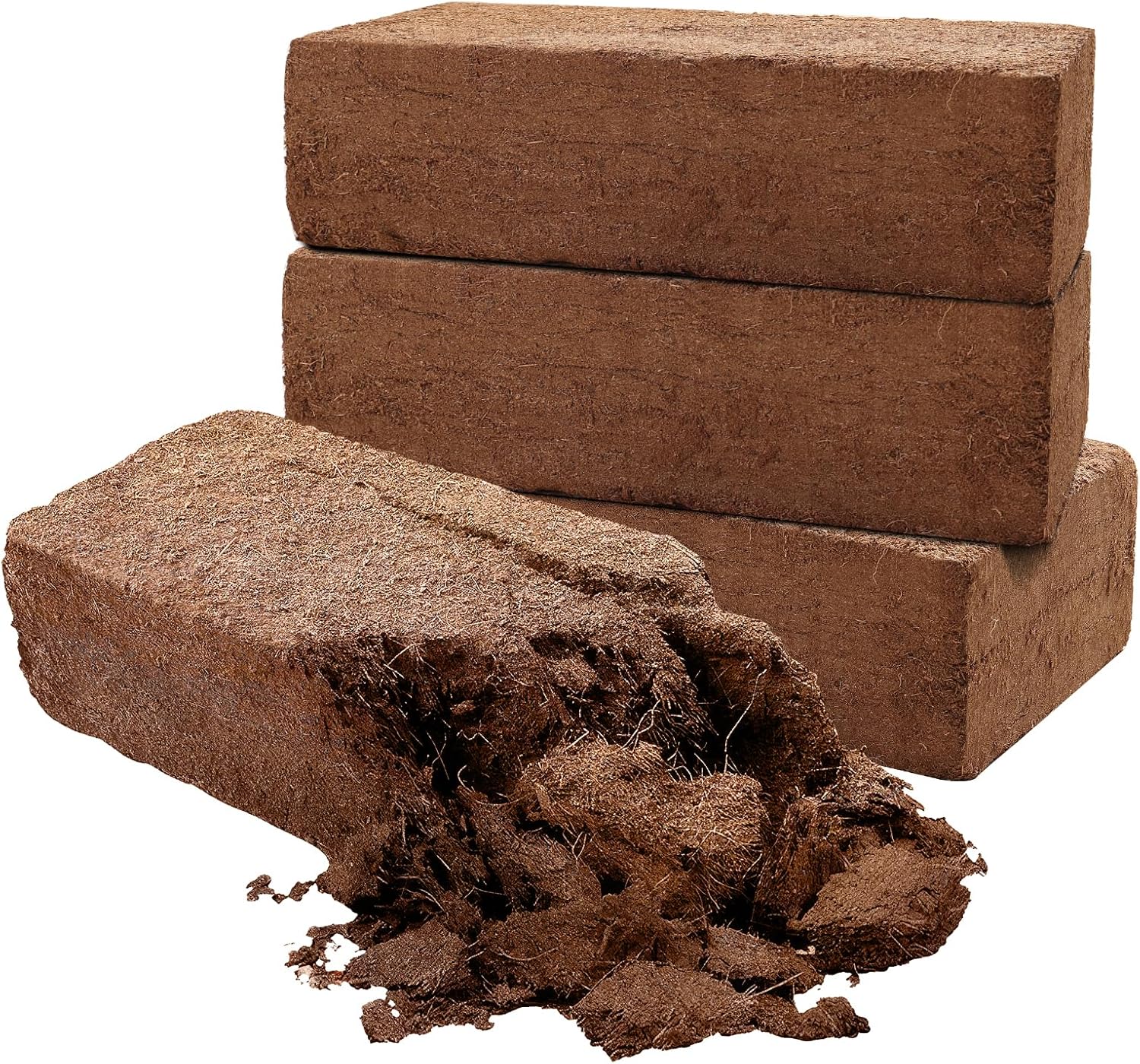 4 piezas de ladrillo de coco comprimido, ladrillo de turba de coco comprimido natural, sustrato de fibra de coco con bajo EC y equilibrio de pH para