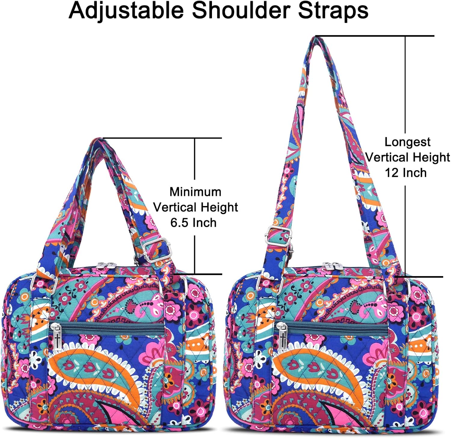 Funda para la Biblia para mujer con correas ajustables, bolsa de transporte extragrande para la Biblia con bolsillo con cremallera, 11.3 x 8.3 x 2.7