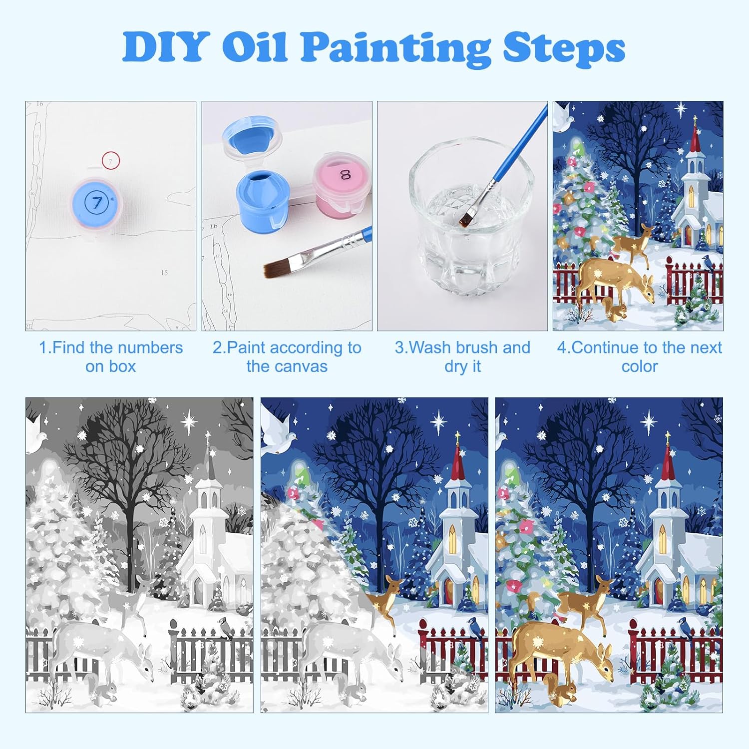 MOGTAA Pintura por números para adultos, pintura de invierno por números para niños principiantes, pintura de bricolaje por números sobre lienzo,