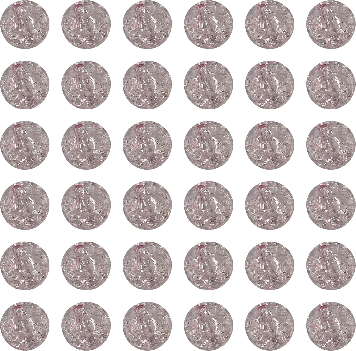 Memujpsun 100 cuentas redondas de cristal agrietado, hechas a mano para fabricación de joyas (0.315 pulgadas, rosa)
