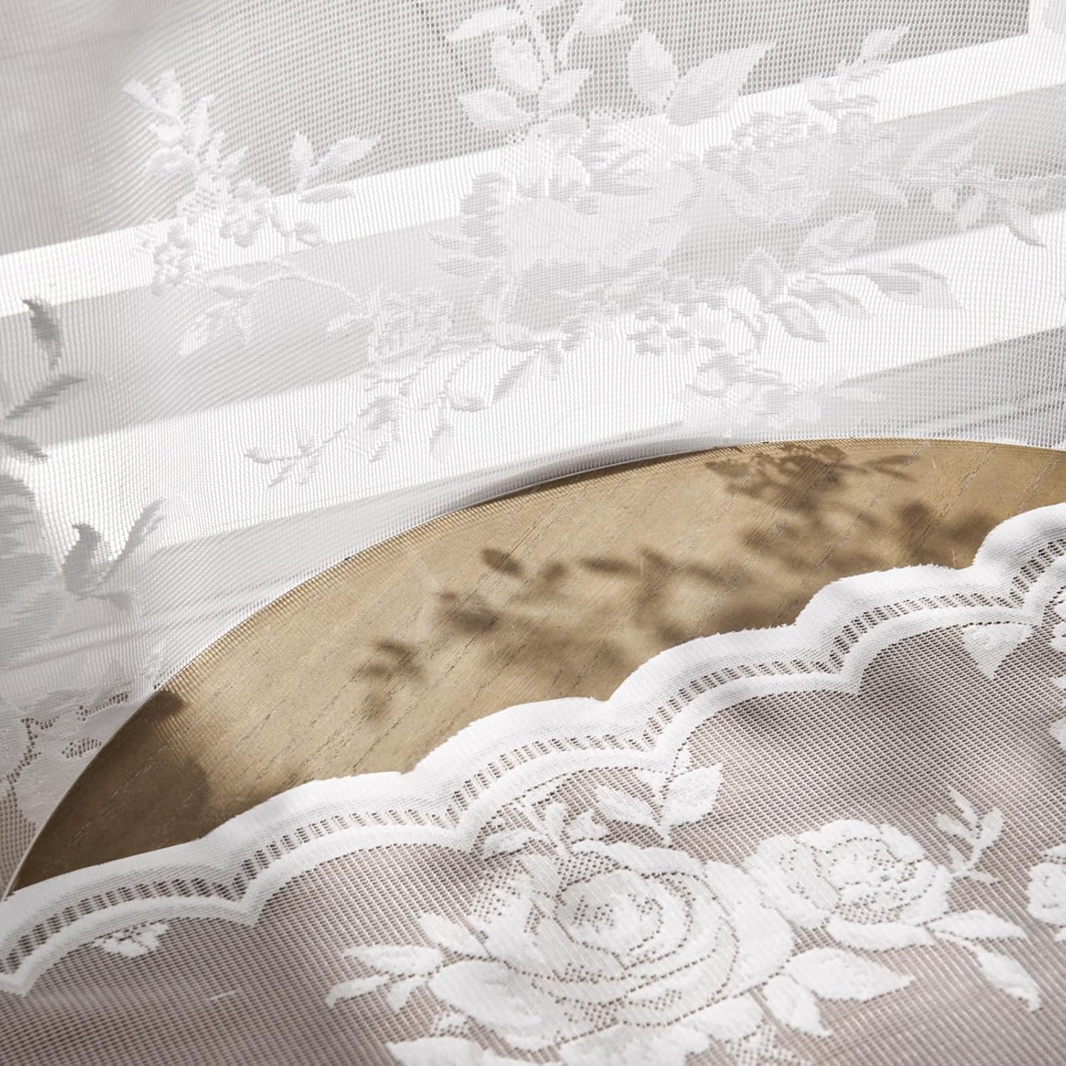 SEEKRIGHT 2 paneles de cortinas traslúcidas de encaje de 72 pulgadas de largo, cortinas florales blancas para sala de estar, dormitorio, bolsillo