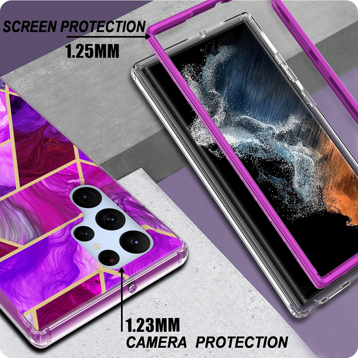 Jeylly Funda para Galaxy S22 Ultra 5G, Samsung S22 Ultra Funda para teléfono con 2 protectores de pantalla, cuerpo completo, resistente, de doble