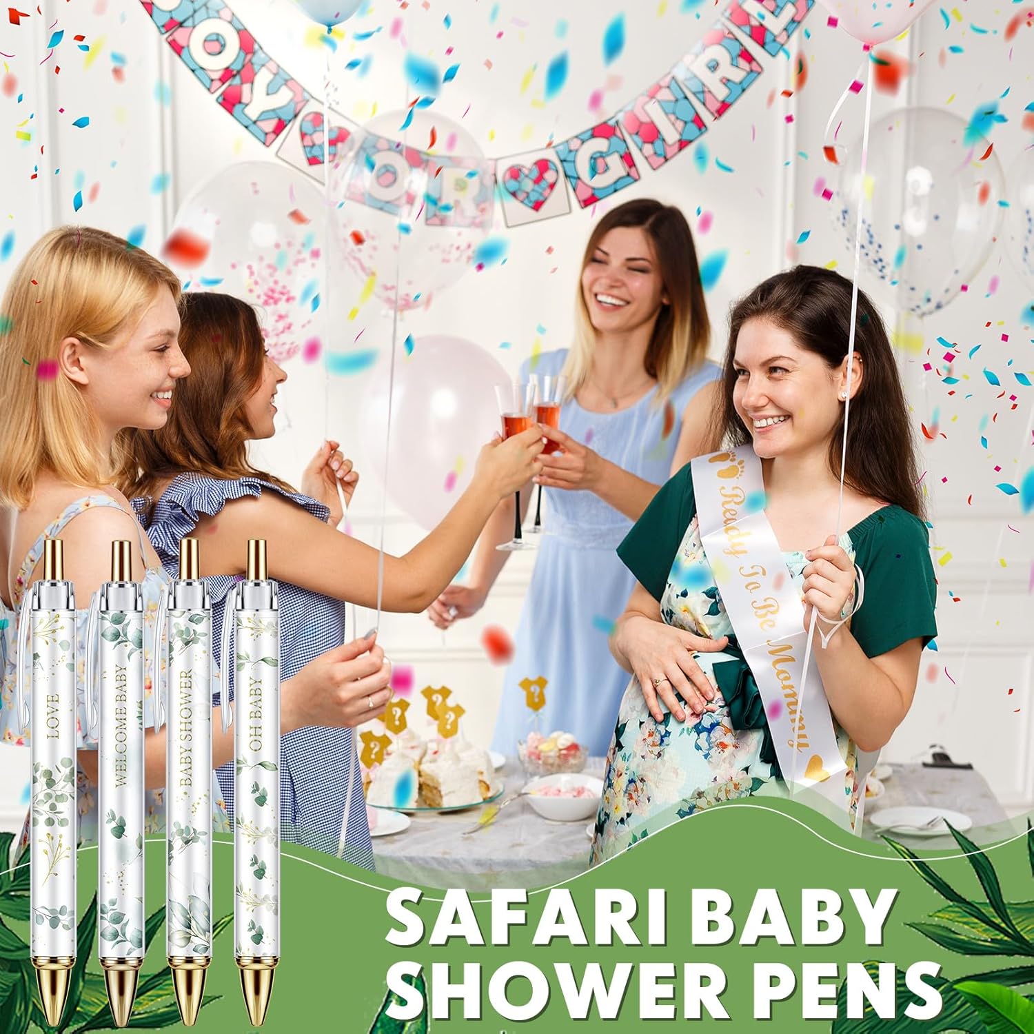 Chuangdi 48 bolígrafos retráctiles para baby shower, bolígrafos retráctiles a granel, bolígrafos de tinta negra con punta de lápiz capacitivo,
