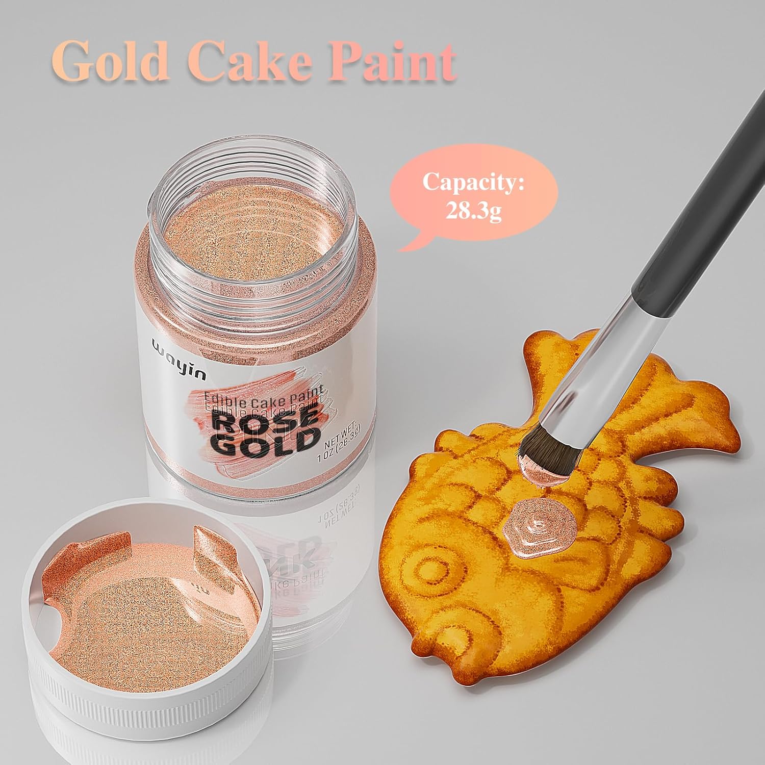 Pintura metálica comestible de grado alimenticio para tartas, colorante alimentario, pintura Wayin con purpurina metálica comestible para decorar